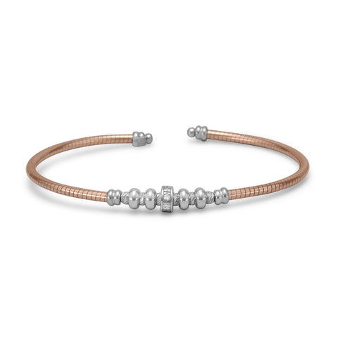 Two Tone Beaded Omega Cuff Bracelet