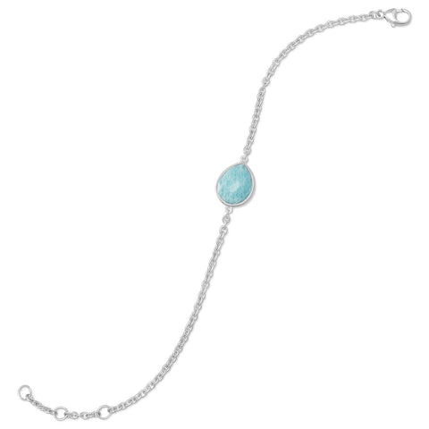7" + .5" + .5" Pear Freeform Faceted Amazonite Bracelet