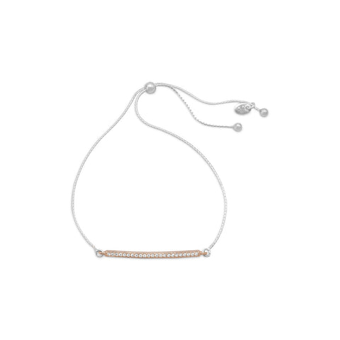 Two Tone CZ Bar Slide Bracelet