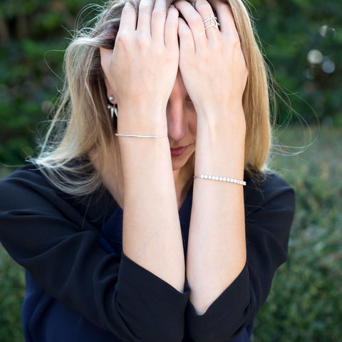 Rhodium Plated CZ Slide Bracelet