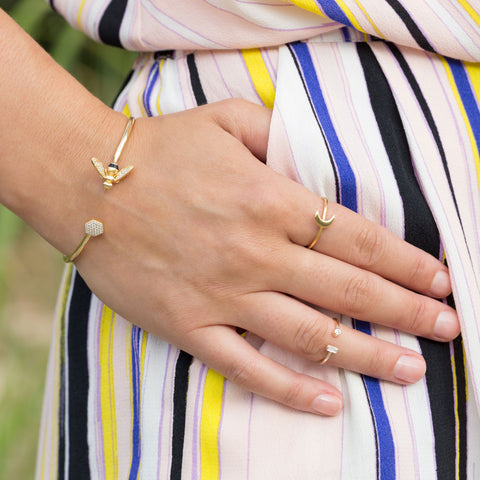 14 Karat Gold Plated Moon Ring