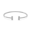 Rhodium Plated Signity CZ Bar Flex Cuff