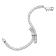 Rhodium Plated Crystal Mesh Bracelet