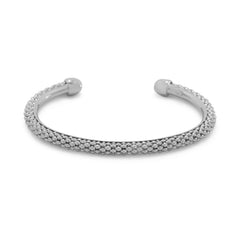 Rhodium Plated Popcorn Chain Flex Cuff Bracelet