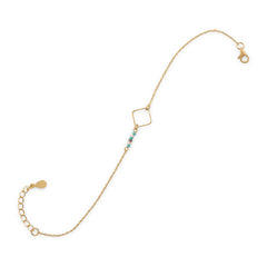 14 Karat Gold Plated Bracelet with Large Square Link and Glass Seed Beads