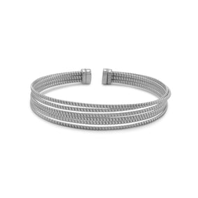 Rhodium Plated 6 Row Cuff Bracelet