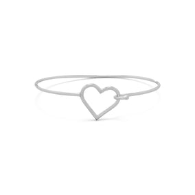 Rhodium Plated Open Heart Bangle