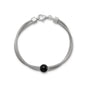 Rhodium Plated Double Mesh Strand and Black Onyx Bracelet