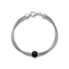 Rhodium Plated Double Mesh Strand and Black Onyx Bracelet