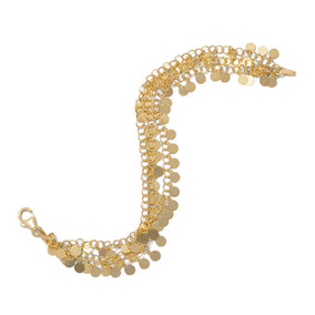 14 Karat Gold Plated Polished Disk Bracelet