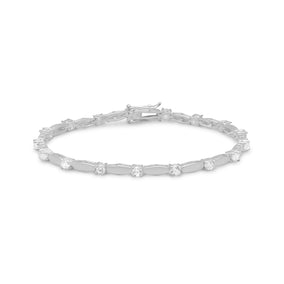 7.5" 3mm CZ with Silver  Bars Bracelet