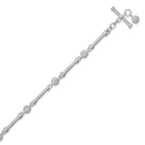 7.5" 5mm CZ/Twisted Bar Toggle Bracelet