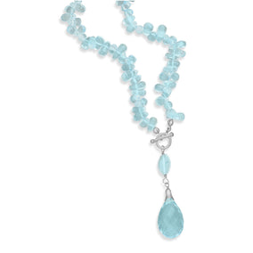 17" Blue Topaz Toggle Necklace with Briolette Drop
