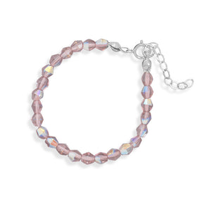 5" + 1" Extension Pink Czech Glass Bead Bracelet