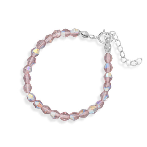5" + 1" Extension Pink Czech Glass Bead Bracelet