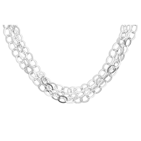 17" Polished 3 Strand Oval Link Necklace