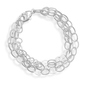 7" Polished 3 Strand Oval Link Bracelet
