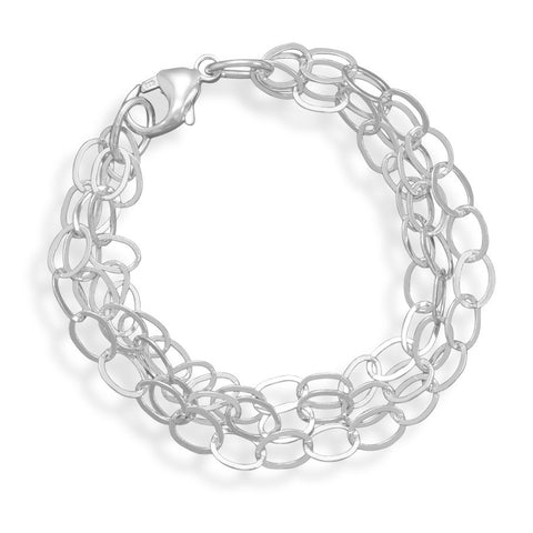 7" Polished 3 Strand Oval Link Bracelet