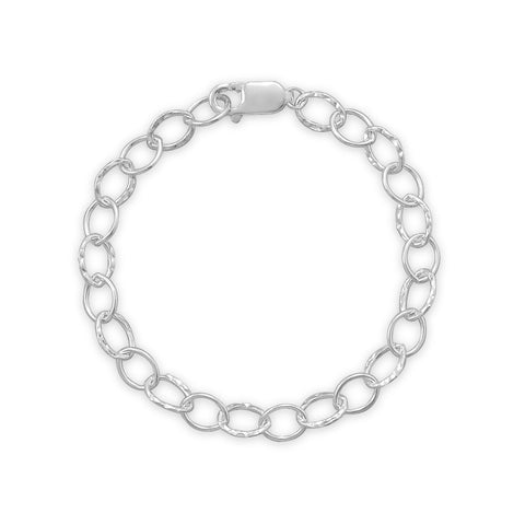 7" Polished and Hammered Oval Link Bracelet