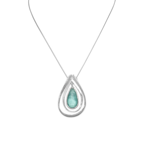 16" Necklace with Ancient Roman Glass and Cut Out Design Pendant