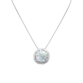 16" Textured Edge Ancient Roman Glass Necklace