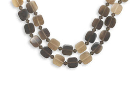 16" Double Strand Brown Horn and Crystal Toggle Necklace