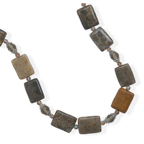 Green Jasper, Crystal and Glass Bead Necklace