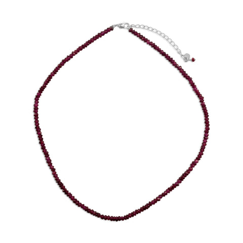 16"+2" Extension Faceted Garnet Bead Necklace