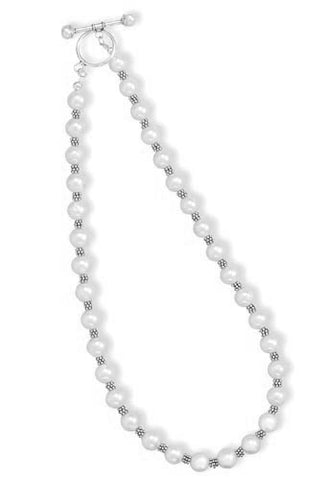 16" White Cultured Freshwater Pearl Toggle Necklace