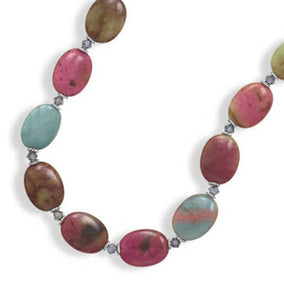 16"+2" Extension Serpentine and Crystal Necklace