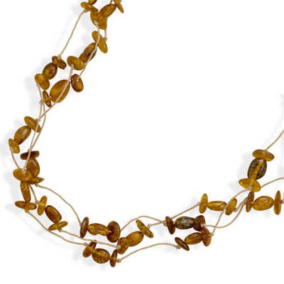 20" Triple Strand Cord Necklace with Baltic Amber Beads