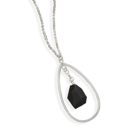 17.5" Black Onyx Drop Necklace