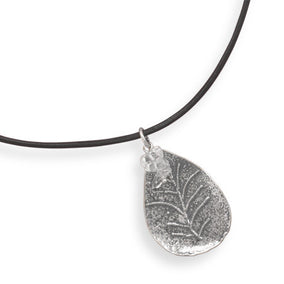 17.5" Leather Necklace with Leaf Drop