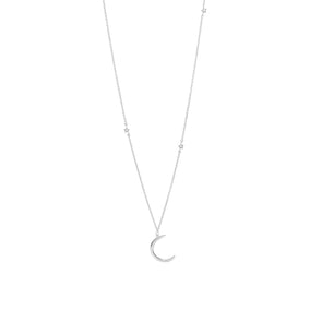 24" Rhodium Plated Moon and Stars Necklace