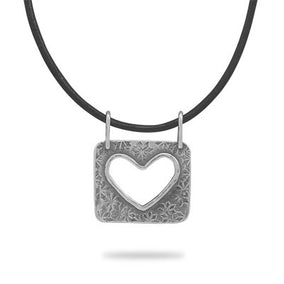 17.5" Leather Necklace with Heart Slide