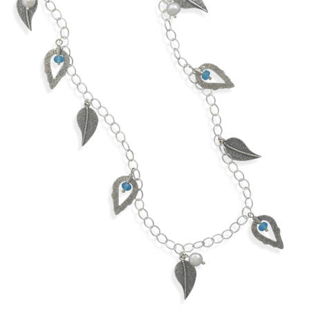 30" Necklace with Leaf Drop Design