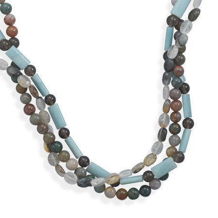 16"+2" Triple Strand Multistone Necklace