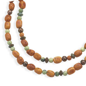 17"+2" Extension Brown Pearl and Multistone Necklace