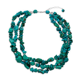 16"+2" Multistrand Reconstituted Turquoise Necklace