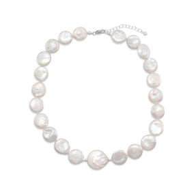 16"+2" Cultured Freshwater Coin Pearl Necklace
