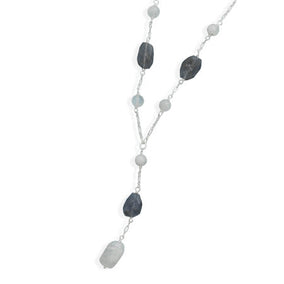 19" Iolite and Rainbow Moonstone Necklace