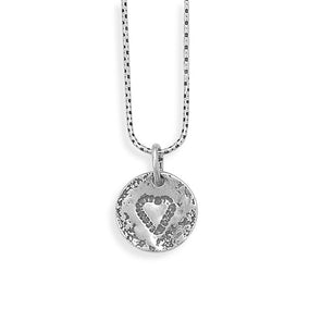 18" Silver Necklace with Heart Design
