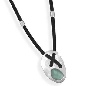 16" Suede Necklace with Roman Glass