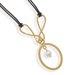 Adjustable Cord Necklace with 14 Karat Gold Plated Drop