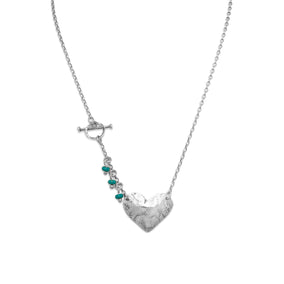 17" Heart Toggle Necklace with Reconstituted Turquoise Beads