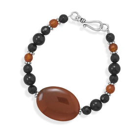 7.5" Carnelian and Black Onyx Bracelet