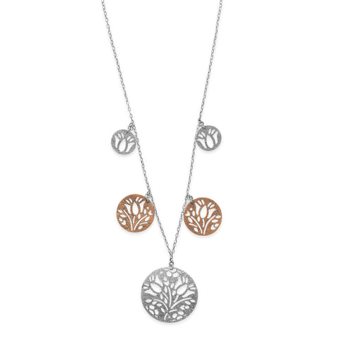 21" Silver and Copper Disc Necklace