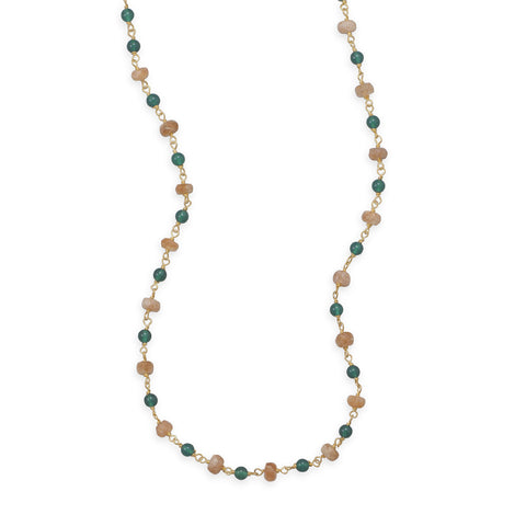 18" 14 Karat Gold Plated Multibead Necklace