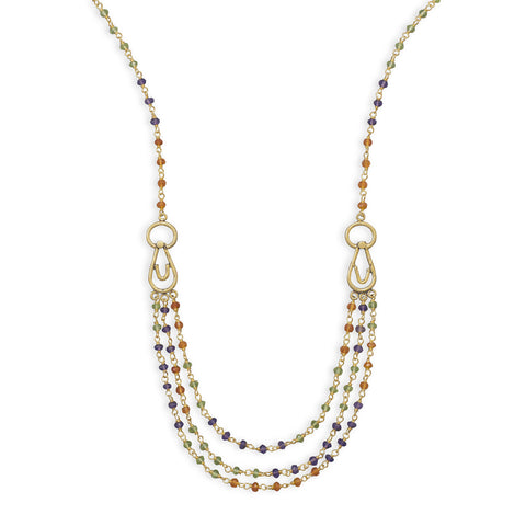18" 14 Karat Gold Plated Multistone Necklace
