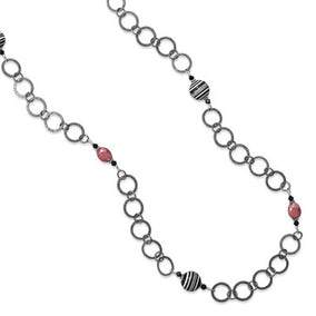 35" Multibead Gunmetal Necklace